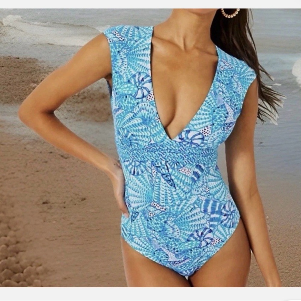 Lilly Pulitzer Imogen One-Piece AMALFI Blue By The Seashore Swimsuit - Picture 7 of 7